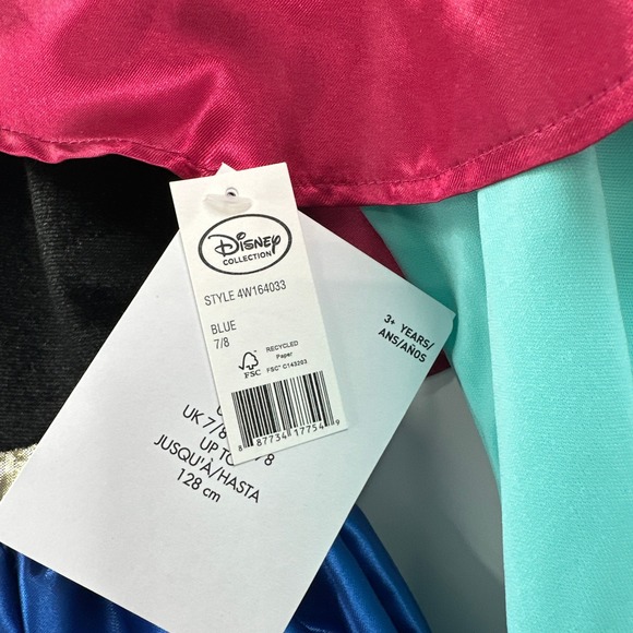 New Disney Collection Frozen Anna Costume Dress Cape Blue Teal Girls Size 7 / 8 - Picture 2 of 8